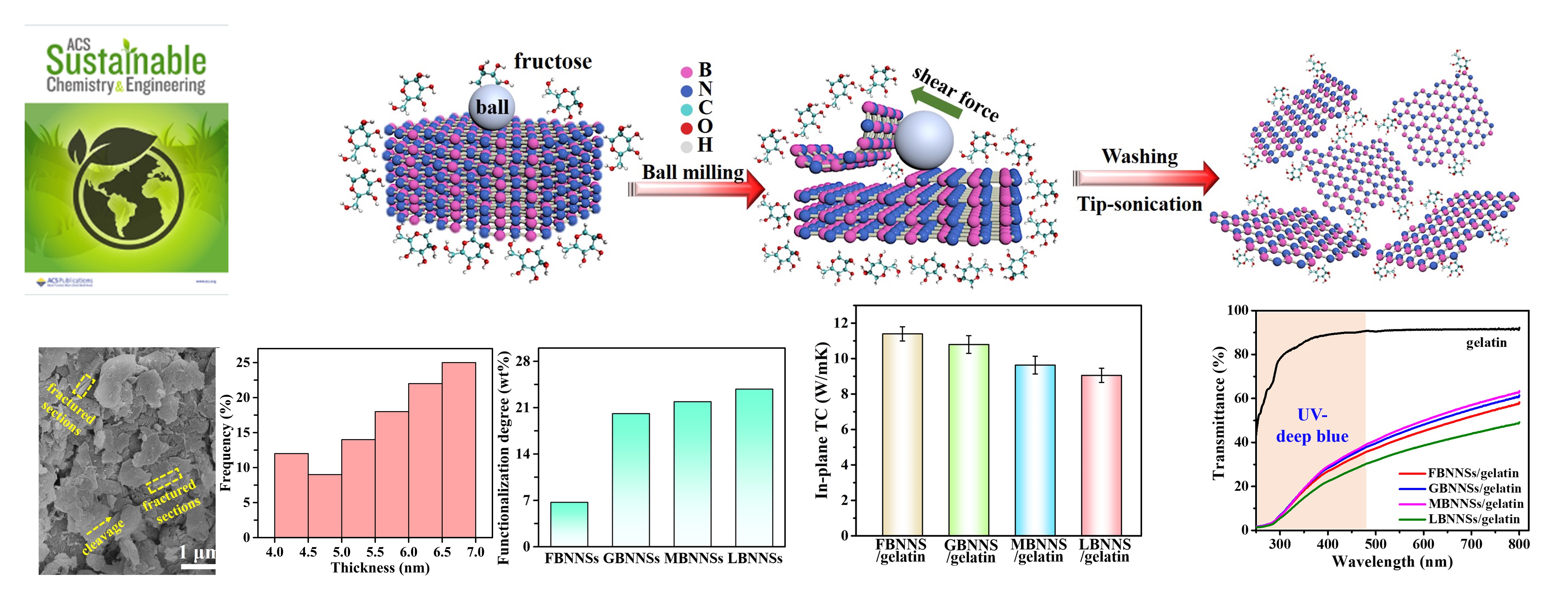 Green Production of Covalently Functionalized Boron Nitride Nanosheets via Saccharide-Assisted Mechanochemical Exfoliation